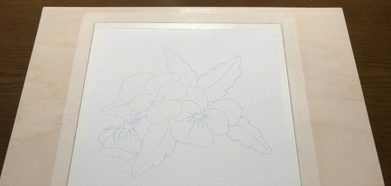 水彩画 簡単な試し塗り おしゃれなパンジーの花の書き方 絵の具を100色買いました